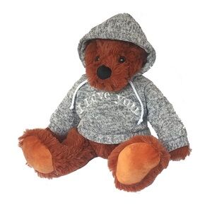 Goffa Cozy Brown Teddy Bear with Gray Hoodie